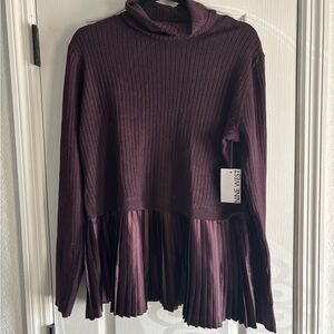 Nine West Midnight Wine Ribbed Turtleneck Sweater